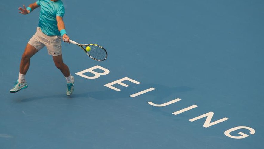 Rafael Nadal, lors d'un match contre Tomas Berdych, le 5 octobre 2013 à Pékin