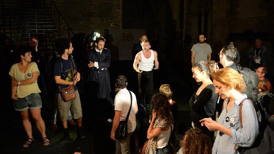Interruption de la répétition générale de la représentation du "Prince de Hombourg" le 2 juillet 2014 à Avignon, par les intermittents du spectacle du festival Off d'Avignon