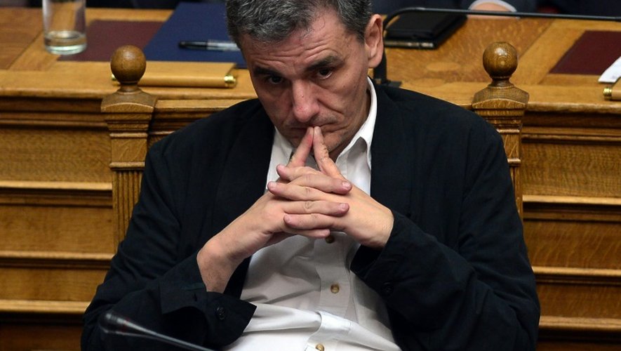 Le ministre grec des Finances Euclid Tsakalotos lors d'une session du Parlement le 23 juillet 2015 à Athènes