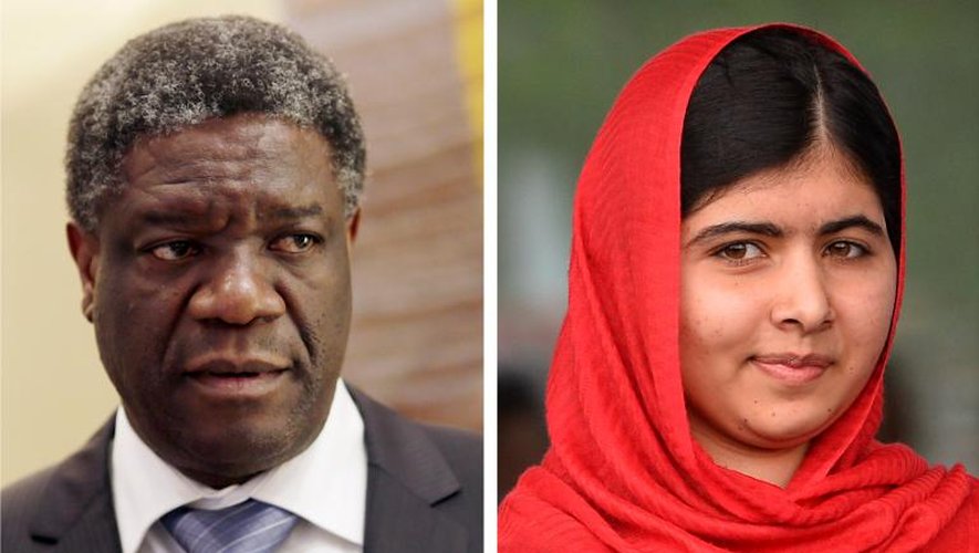 Montage photos du médecin congolais Denis Mukwege et de la jeune Pakistanaise Malala Yousafzai, tous deux favoris pour le Prix Nobel de la Paix