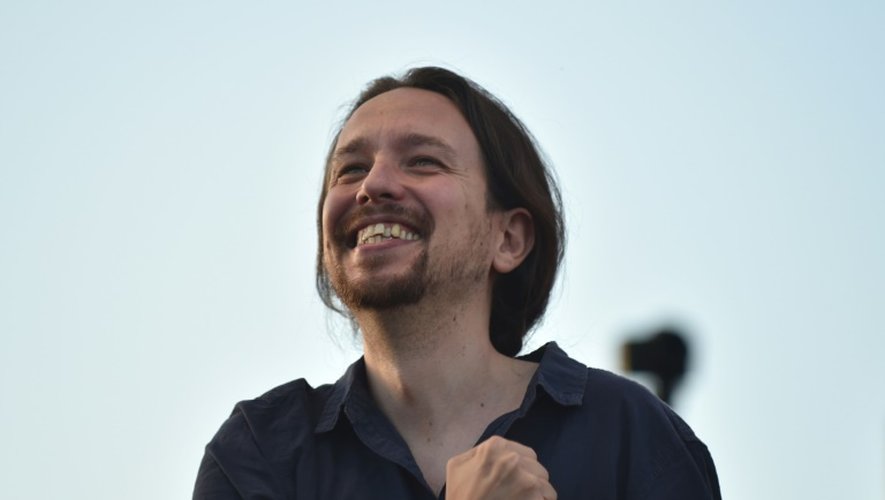 Pablo Iglesias, leader du parti Podemos lors de son dernier meeting de campagne, le 24 juin 2016 à Madrid