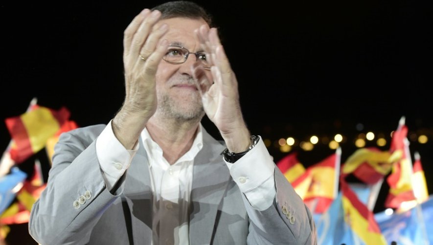 Mariano Rajoy le chef du gouvernement espagnol, lors de son dernier meeting électoral à Madrid le 24 juin 2016