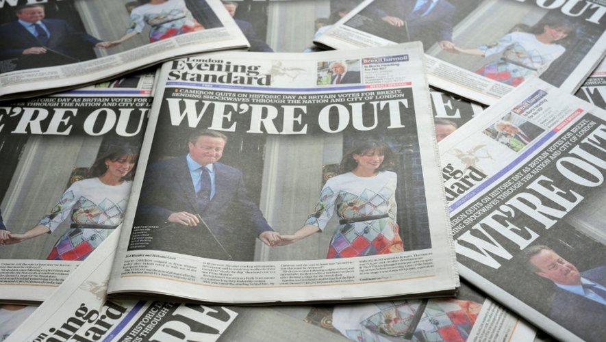 Des journaux britanniques annonçant la sortie du Royaume-Uni de l'Europe. Le 24 juin 2016