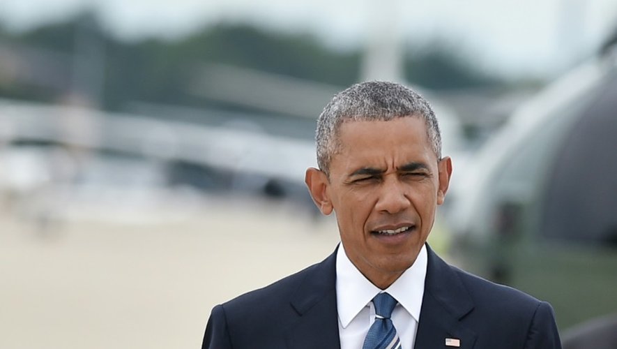 Le président américain Barack Obama en route vers la Californie, le 23 juin 2016 sur la base du Maryland