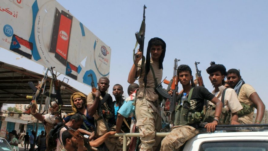 Forces loyalistes le 4 août 2015 à Houta, chef-lieu de la province de Lahj