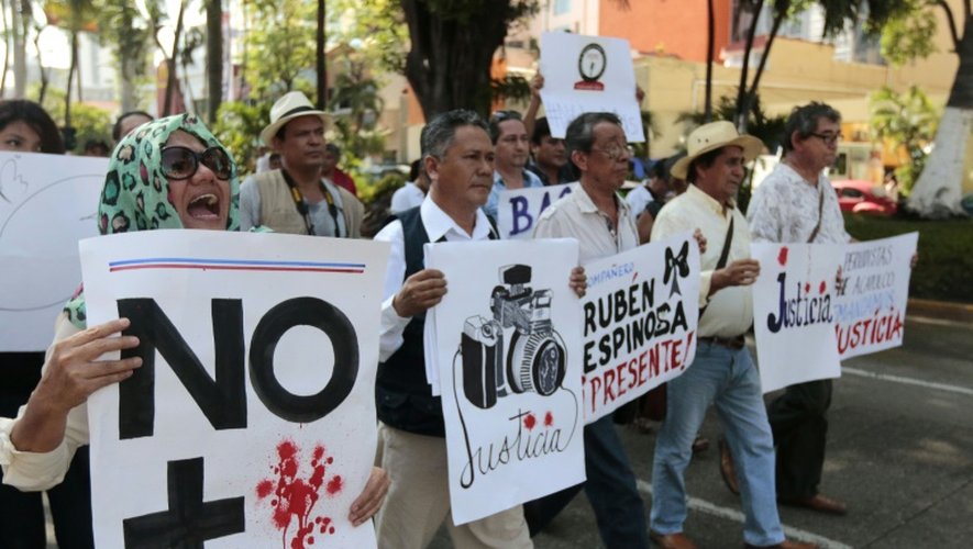 Manifestation contre l'assassinat d'un journaliste, Ruben Espinosa, à Acapulco, au Mexique, le 4 août 2015