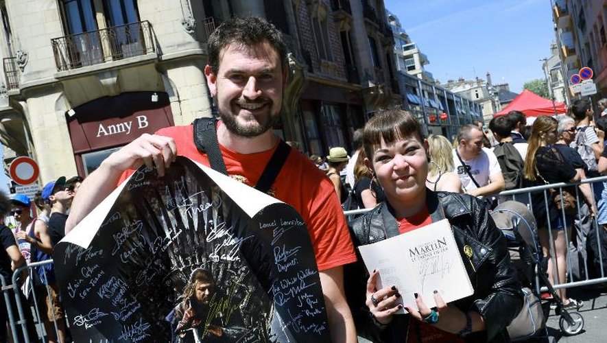 Des fans de "Game of Thrones" venus chercher une dédicace de George R. R. Martin, le 3 juillet 2014 à Dijon