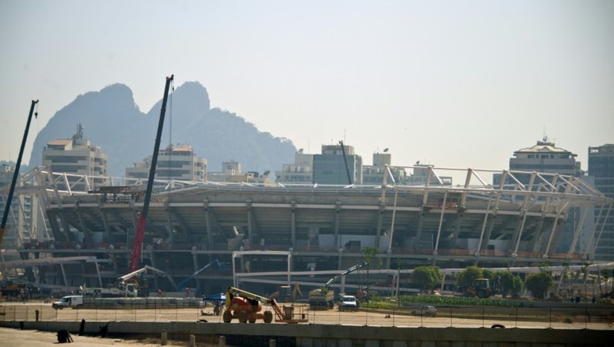 Le stade olympique de Rio de Janeiro en construction, le 5 août 2015 un an avant le début des épreuves