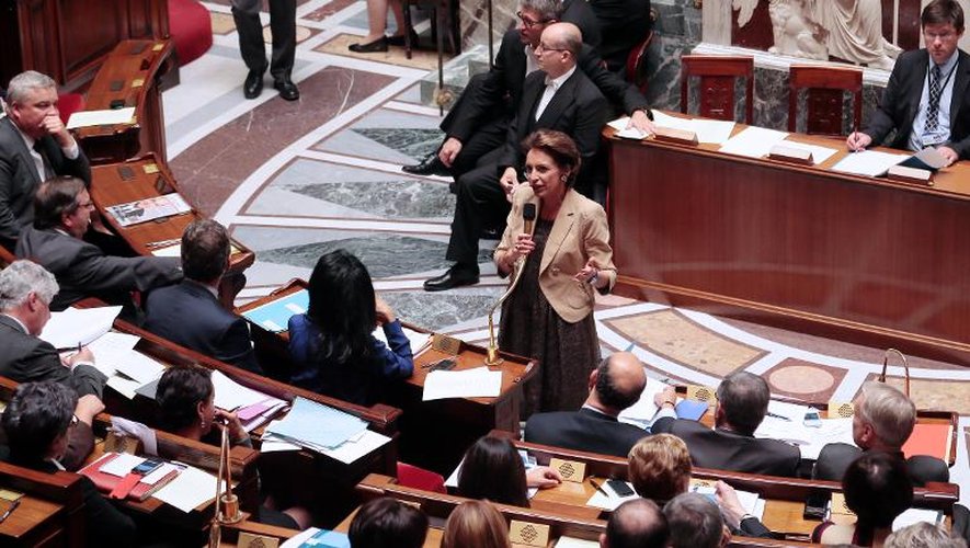 La ministre aux Affaires sociales, Marisol Touraine, fait une déclaration devant les députés, le 8 octobre 2013 à l'Assemblée nationale, à Paris
