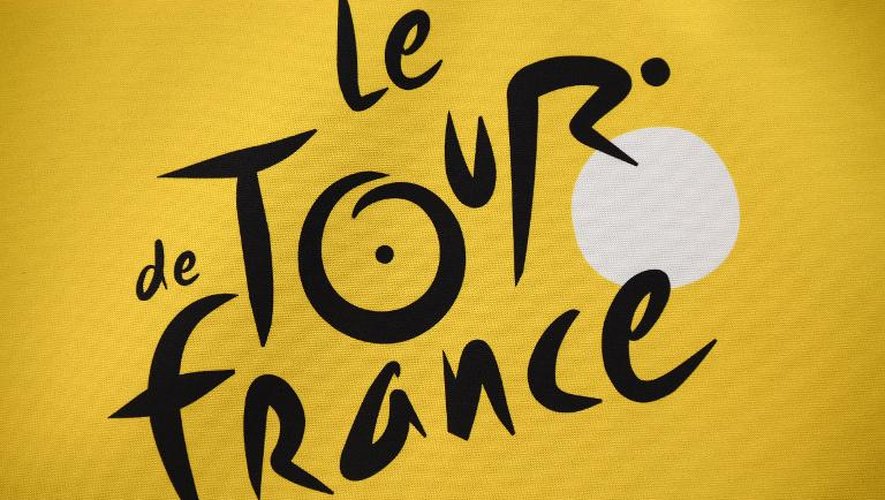 La photo du logo du Tour de France prise à Leeds, le 3 juillet 2014 dans le Yorkshire