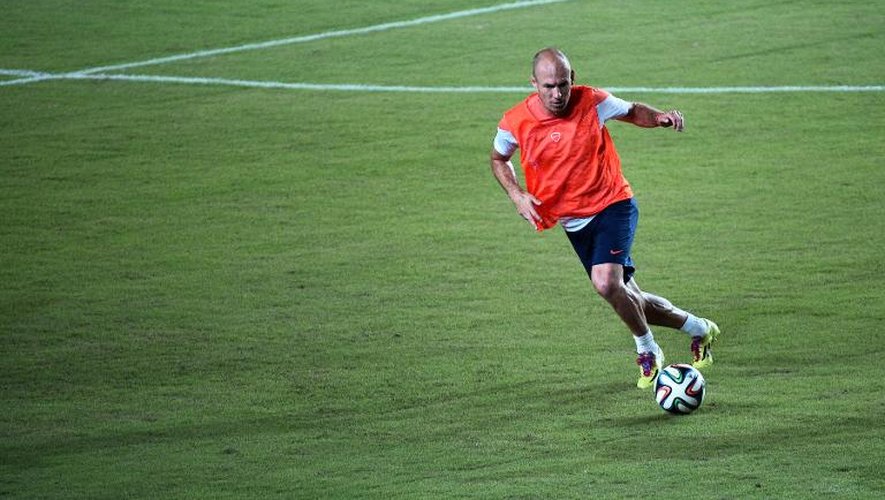 L'attaquant néerlandais Arjen Robben à l'entraînement à Salvador, au Brésil, le 4 juillet 2014