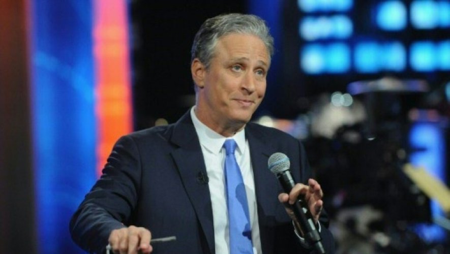 Jon Stewart sur le plateau de son émission "The Daily Show with Jon Stewart", le 6 août 2015 à New York
