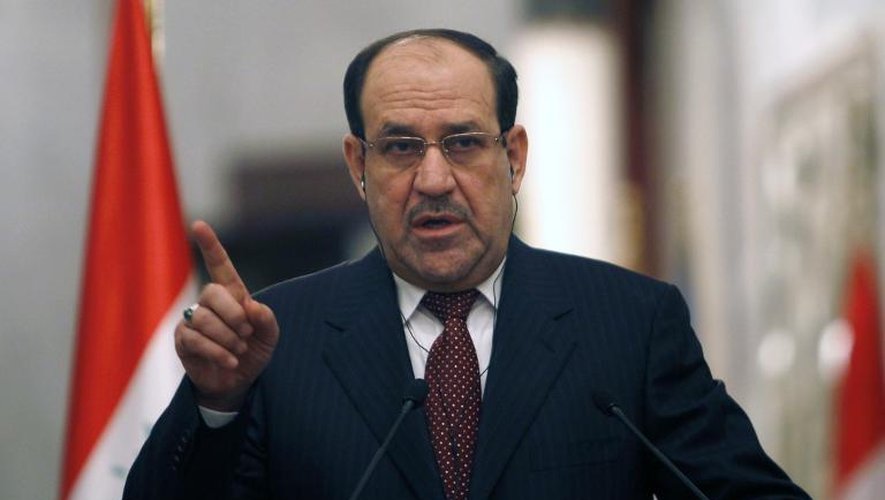 Le Premier ministre irakien, Nouri al-Maliki, lors d'une conférence de presse, le 13 janvier 2014 à Bagdad
