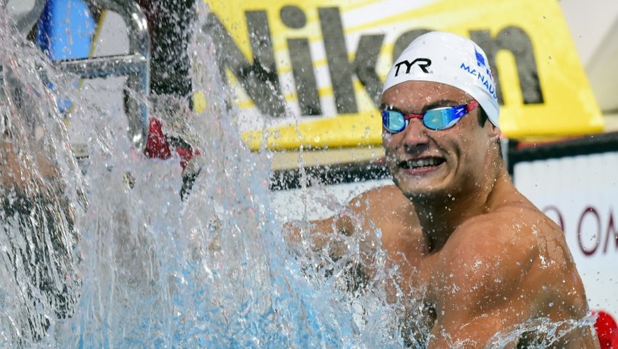 Florent Manaudou, vainqueur du 50 m nage libre lors des Mondiaux de Kazan, le 8 août 2015