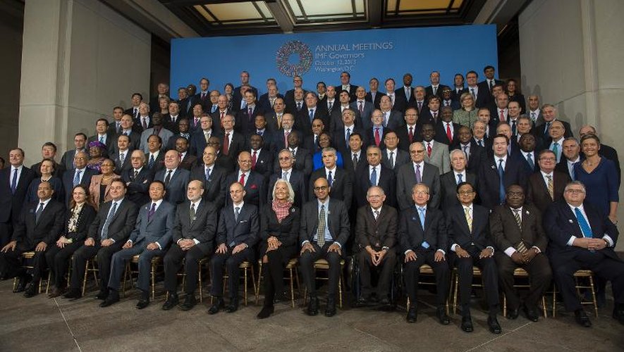 Les gouverneurs du FMI réunis au cours d'une réunion annuelle entre cette instance et la Banque mondiale, le 12 octobre 2013 à Washington