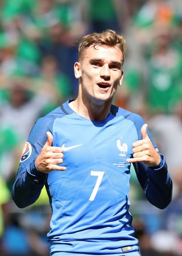 L'attaquant de l'équipe de France Antoine Griezmann auteur d'un doublé face à l'Irlande au Parc OL à l'Euro, le 26 juin 2016