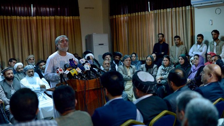 Le candidat Abdullah Abdullah s'exprime lors d'une conférence de presse, le 6 juillet 2014 à Kaboul
