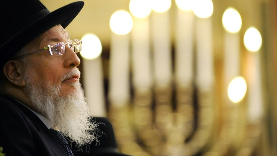 Joseph Sitruk, ancien Grand Rabbin de France, le 15 avril 2008 à la Grande Synagogue de de la Victoire à Paris