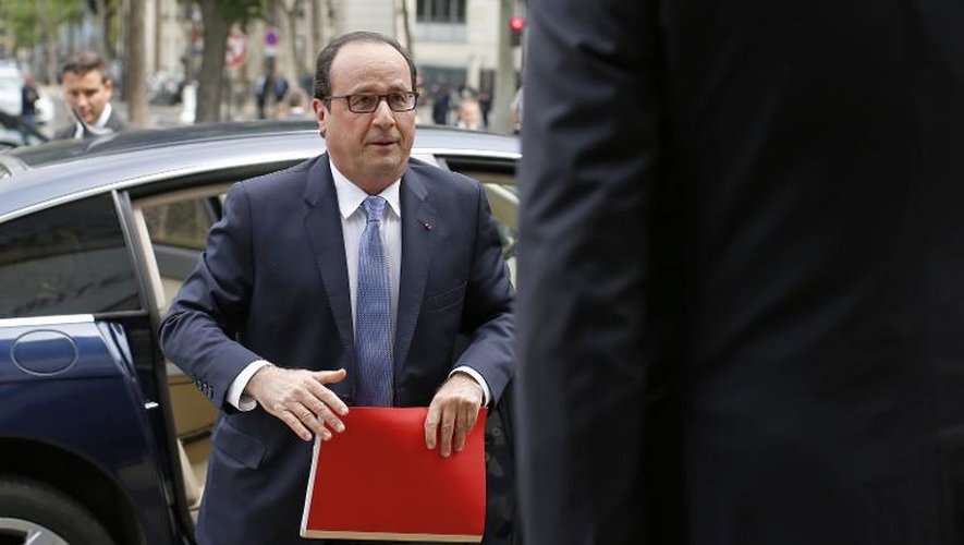 François Hollande arrive à la conférence sociale au Palais d'Iena le 7 juillet 2014 à Paris