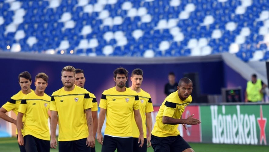 Les joueurs du Séville FC à l'entraînement à Tbilissi, le 10 août 2015