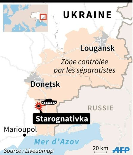 Carte de l'est de l'Ukraine localisant Starognativka