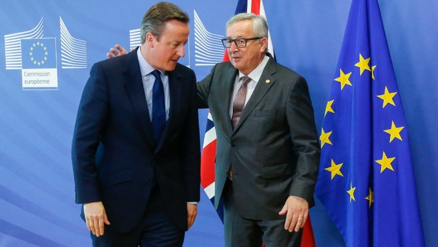 Le Premier ministre britannique David Cameron et le président de la Commission européenne Jean-Claude Juncker le 28 juin 2016 à Bruxelles