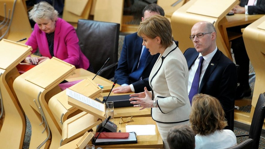 La Première ministre écossaise Nicola Sturgeon au Parlement écossais le 28 juin 2016 à Edimbourg