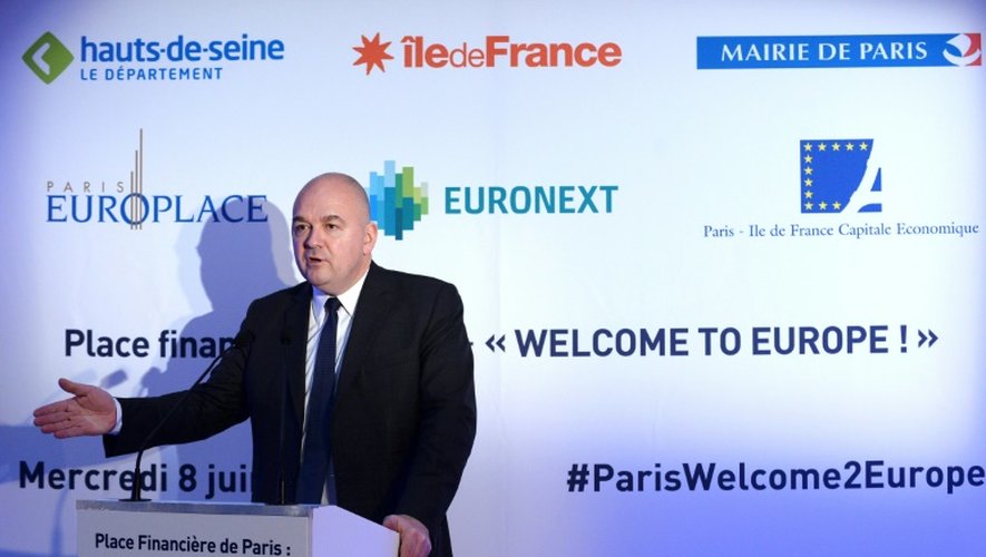 Stéphane Boujnah, président d'Euronext, lors d'une intervention au forum "Place financière de Paris: Welcome to Europe", à la Défense à Paris, le 8 juin 2016