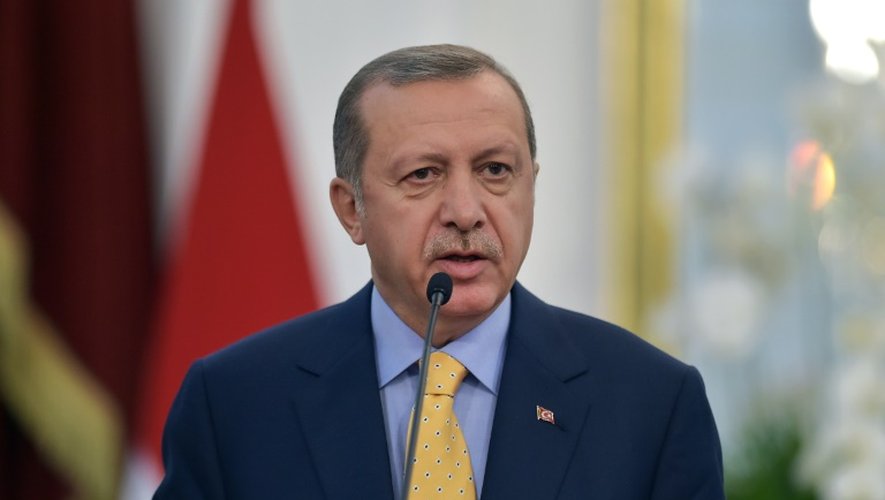Recep Tayyip Erdogan, président de la Turquie, donne une conférence de presse le 31 juillet 2015 à Ankara