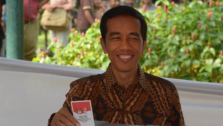 Le gouverneur de Jakarta, Joko Widodo, lors du scrutin présidentiel le 9 juillet 2014 à Jakarta