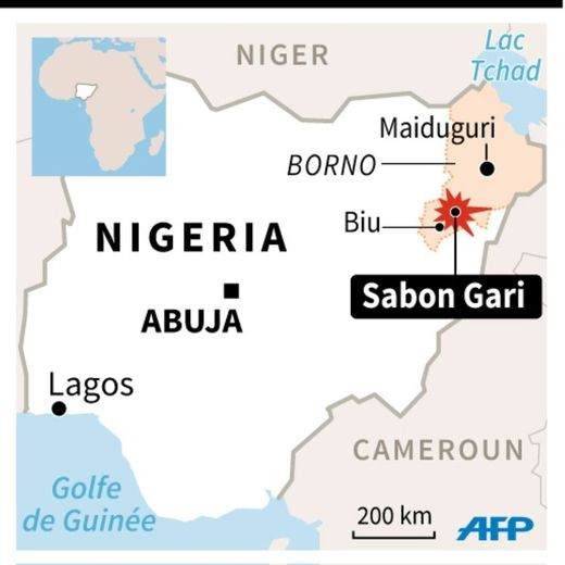 Carte localisant l'attentat à Sabon Gari, Nigeria