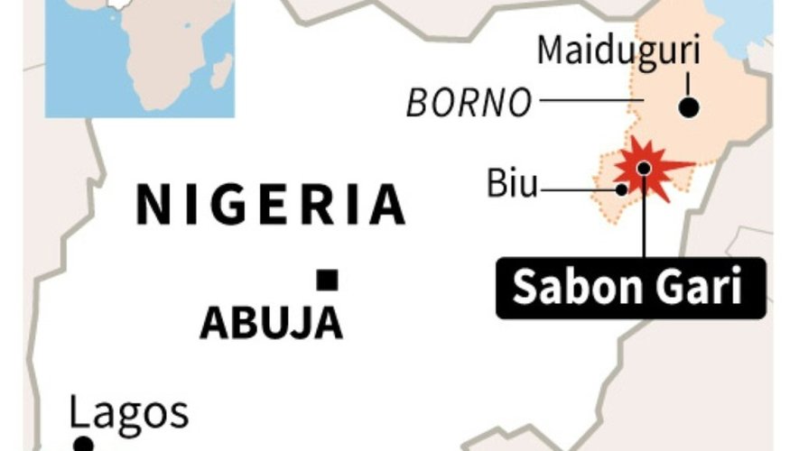 Carte localisant l'attentat à Sabon Gari, Nigeria