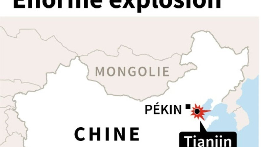 Carte de Chine localisant Tianjin, lieu d'une énorme explosion