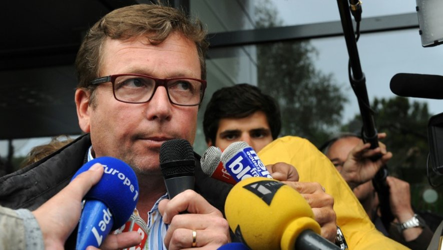 Daniel Picart, president du Marché du Porc Breton s'adresse aux journalistes à Plérin le 14 août 2015