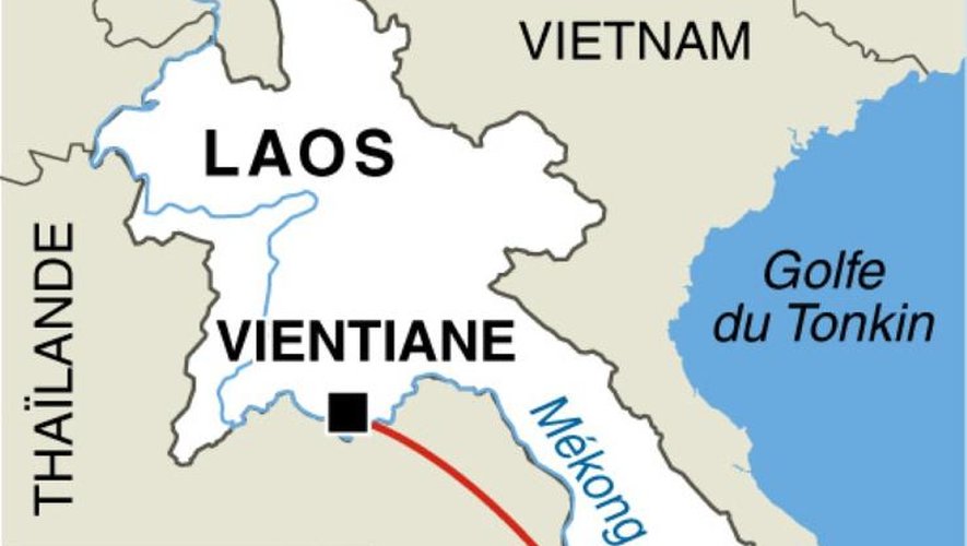 Infographie localisant l'accident d'un avion dans le sud du Laos