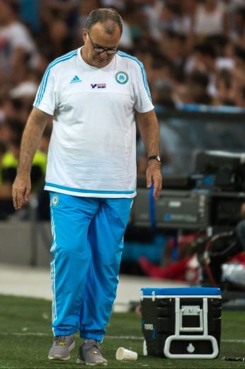Marcelo Bielsa, lors du match de Marseille contre Caen, le 8 août 2015 au Vélodrome