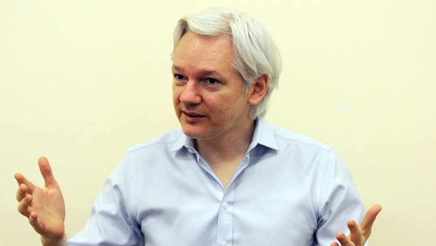 Le fondateur de Wikileaks Julian Assange à l'Ambassde d'Equateur à Londres, le 9 juin 2012