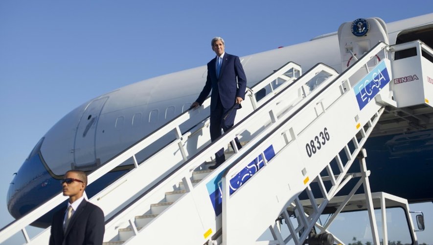 Arrivée du secrétaire d'Etat américain, John Kerry, à La Havane, le 14 août 2015