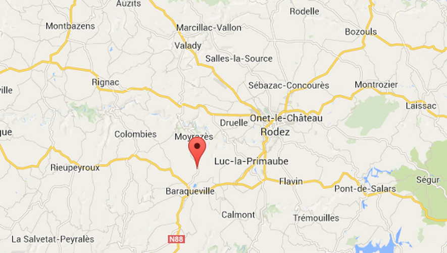 L'accident s'est produit entre Baraqueville et Moyrazès.