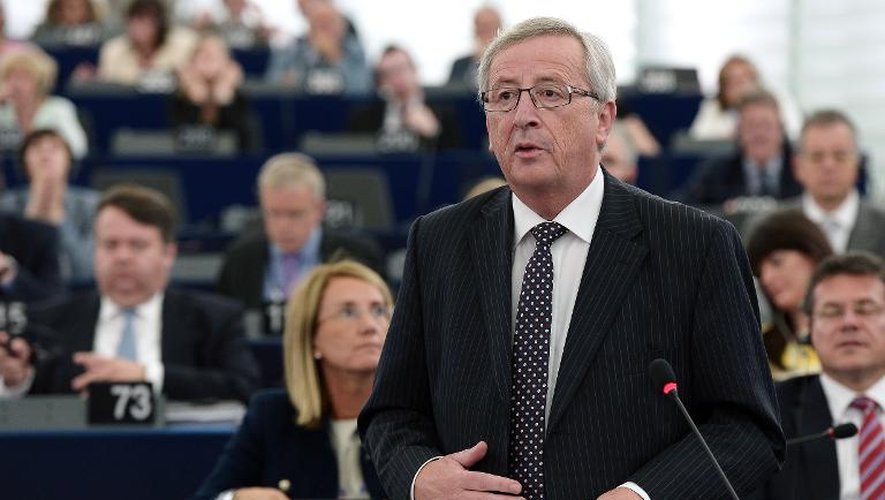 Le Luxembourgois Jean-Claude Juncker élu président de la Commission européenne le 15 juillet 2014, délivre à cette occasion un discours devant le Parlement européen à Strasbourg, dans l'est de la France