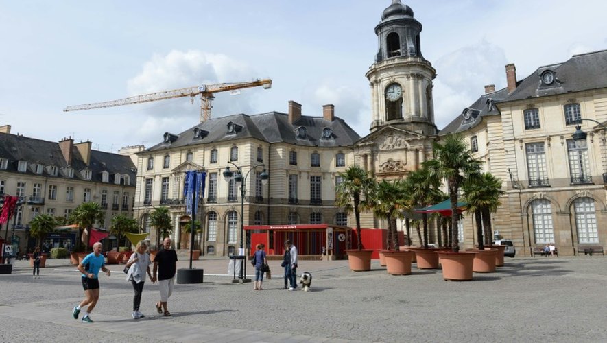 La place de la mairie à Rennes, le 16 août 2015
