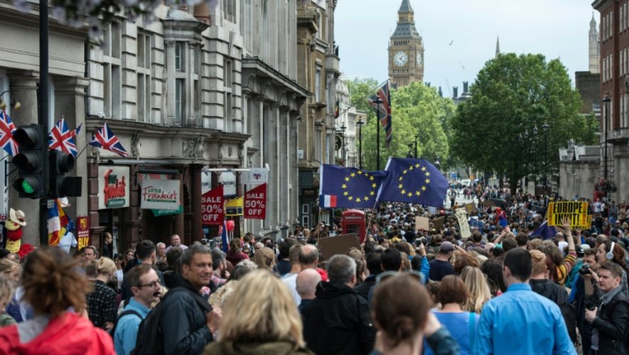 Marche pour l'Europe dans le centre de Londres pour dénoncer le Brexit, le 2 juillet 2016