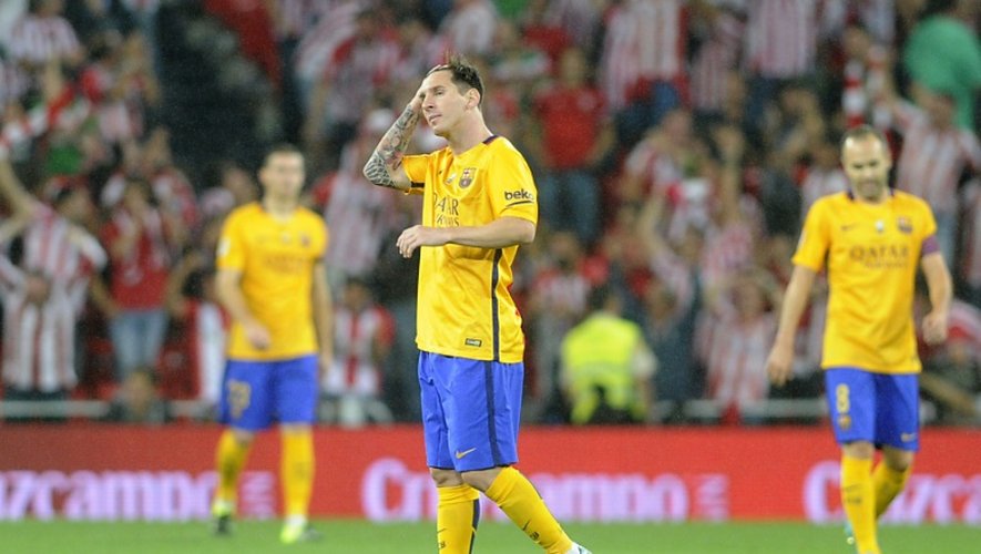 Lionel Messi à l'issue de la défaite face à l'Athletic Bilbao en Supercoupe d'Espagne aller à San Mamés, le 14 août 2015