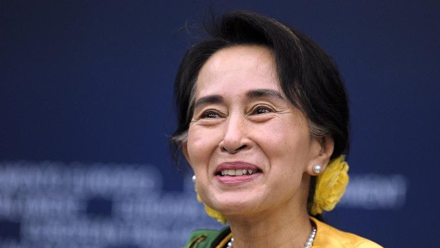La leader de l'opposition birmane Aung San Suu Kyi, au Parlement Européen, à Strasbourg, le 22 octobre 2013