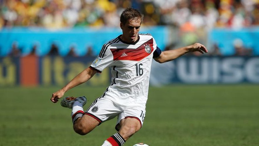 Le futur ex-capitaine de la sélection allemande Philipp Lahm lors du quart de finale de la Coupe du monde contre la France, le 4 juillet 2014 à Rio de Janeiro