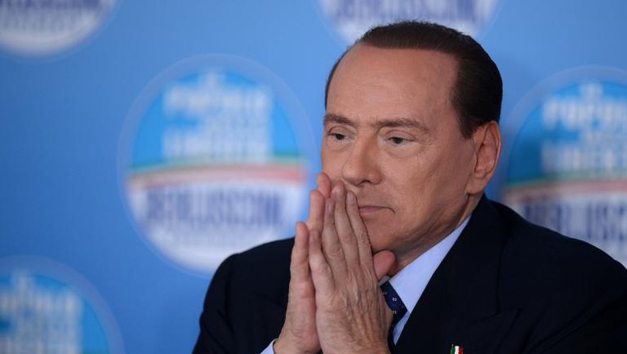 L'ancien chef du gouvernement italien Silvio Berlusconi lors d'une conférence de presse, à Rome, le 1er février 2013