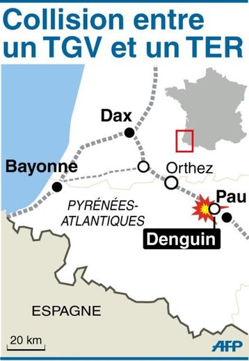Collision entre un TGV et un TER à Denguin