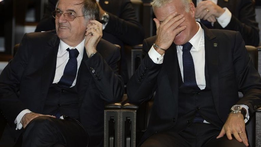 Noel le Graet, le président de la Fédération française de football (gauche) avec Ddier Deschamps le 21 octobre 2013