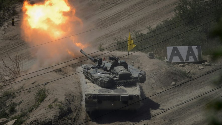 Un char sud-coréen lors d'un exercice près de la zone démilitarisée en Corée du Sud, le 20 mai 2015