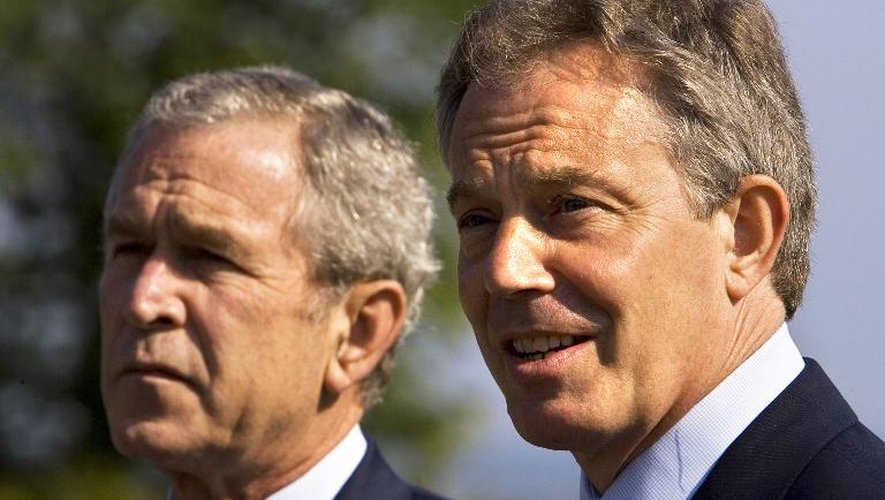George W. Bush et Tony Blair (d) le 7 juin 2007 au G8 à Heiligendamm, en Allemagne
